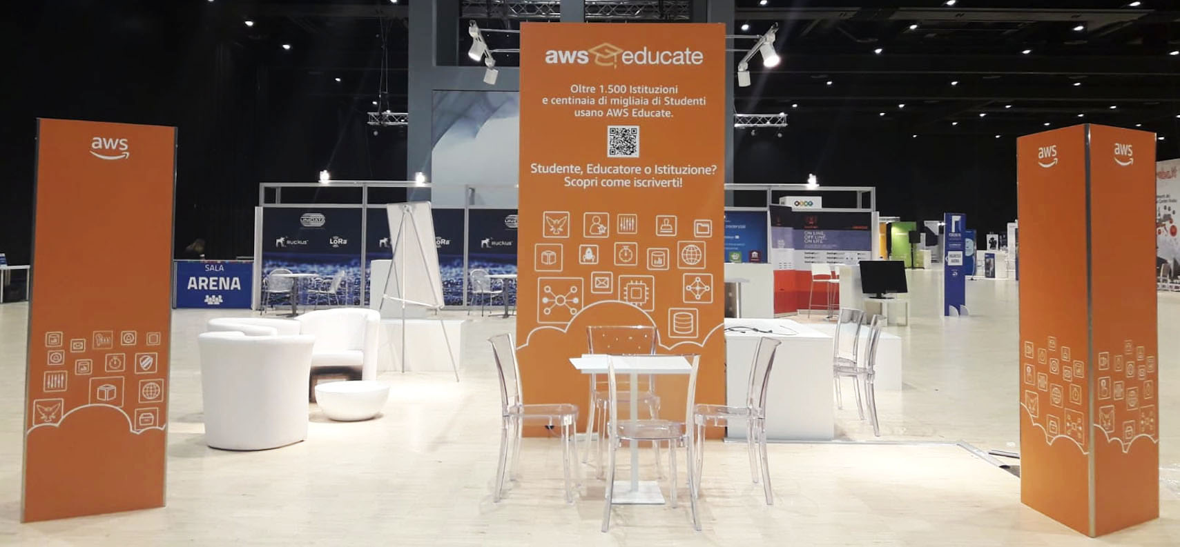 AWS booth at Forum PA fair created by ATC-Linea