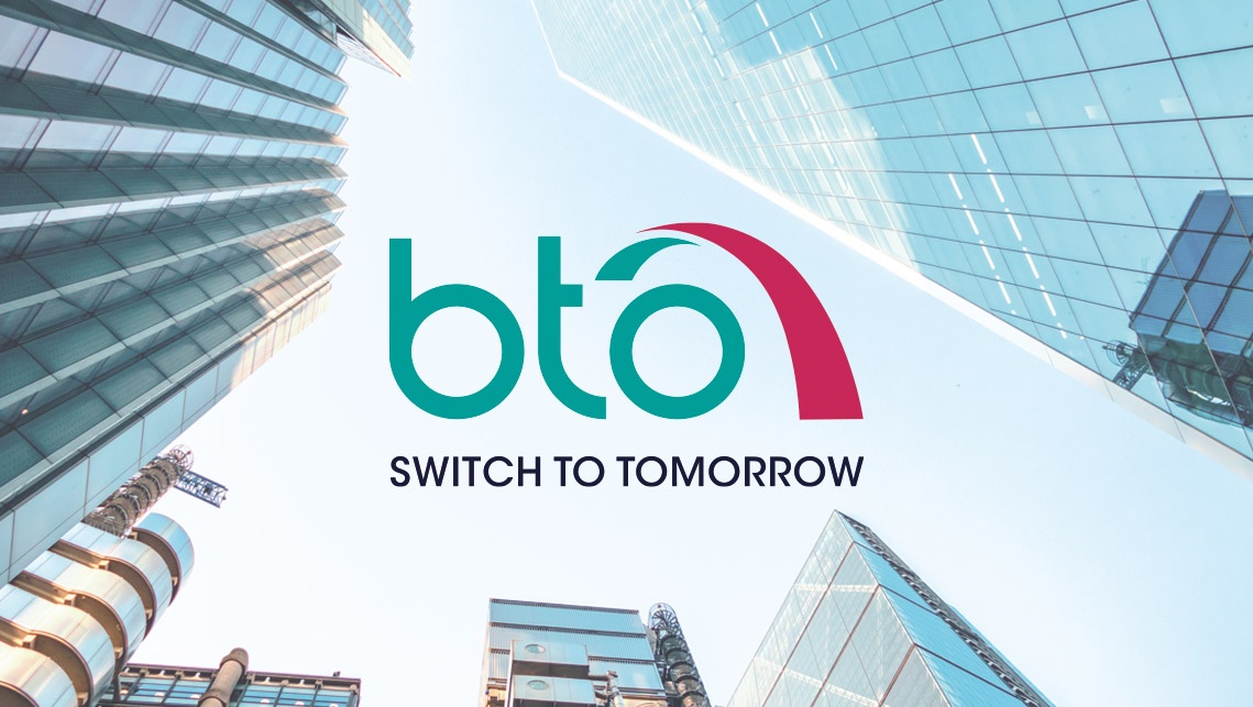 The logo designed by ATC to renew BTO's brand image