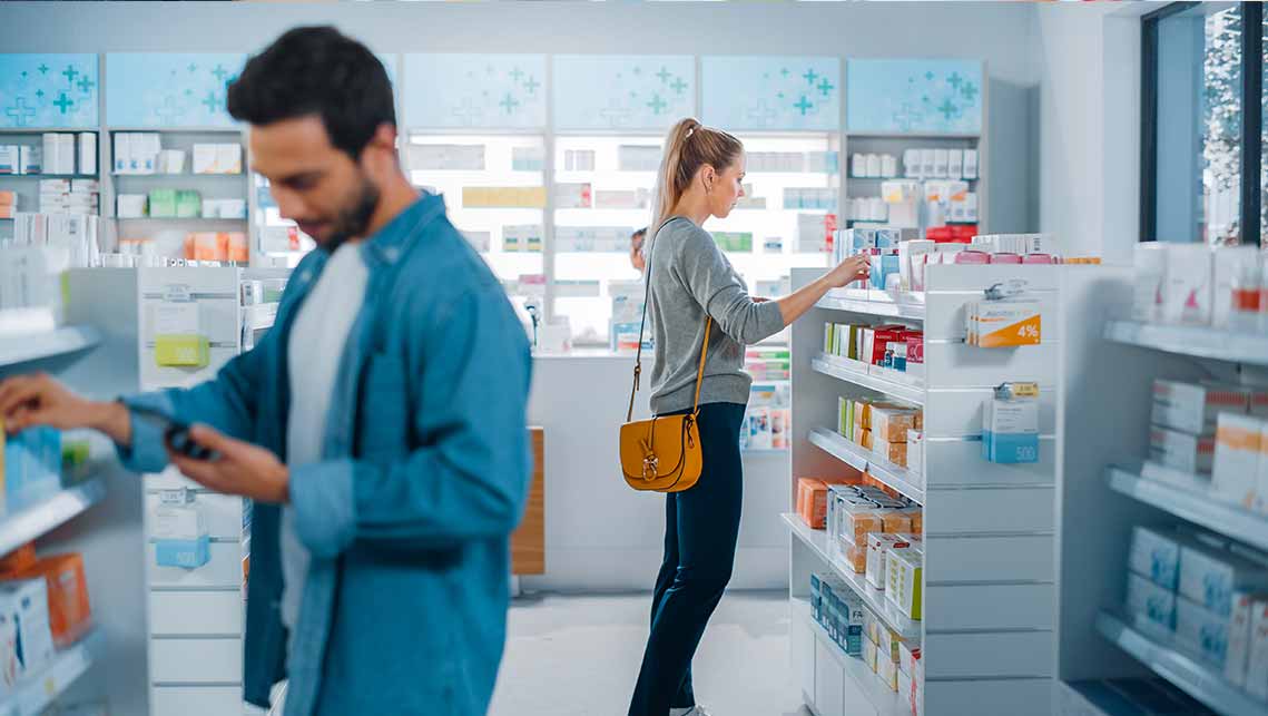 The corner of the hybrid health/beauty identity of the pharmacy