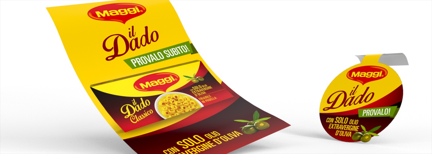 Dado Maggi, packaging design for the stock cube