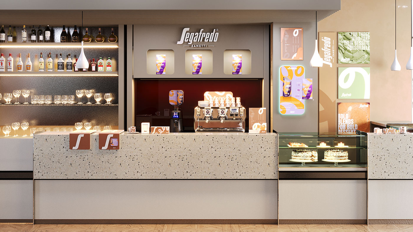 The POS materials developed by ATC following the Segafredo Pastry Selection design