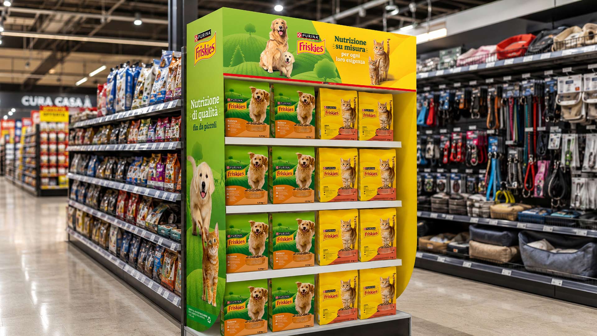 An eye-catching gondola end for 2026 Friskies relaunch