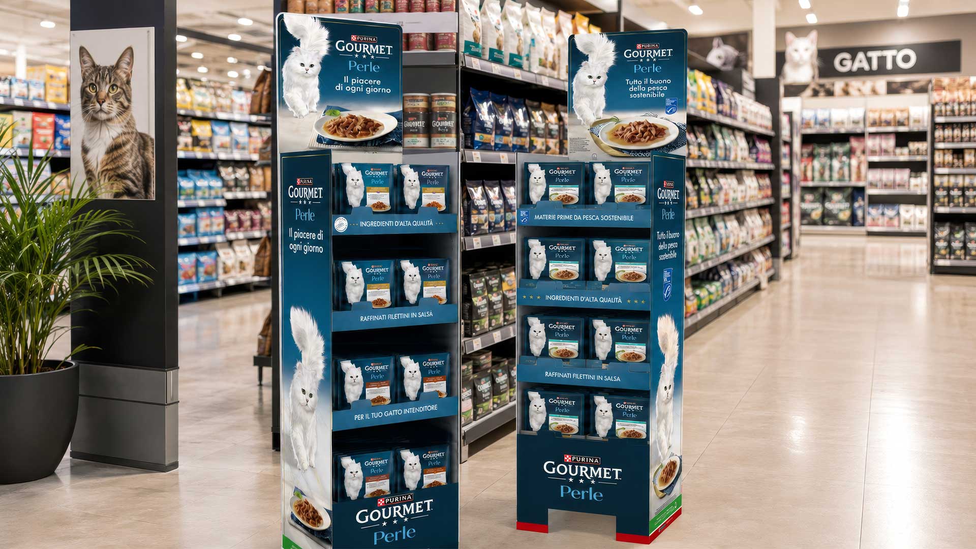 The Gourmet Perle communication materials created by ATC - All Things Communicate celebrate the brand in-store, featuring displays, shelf wobblers, aisle flags, and gondola ends