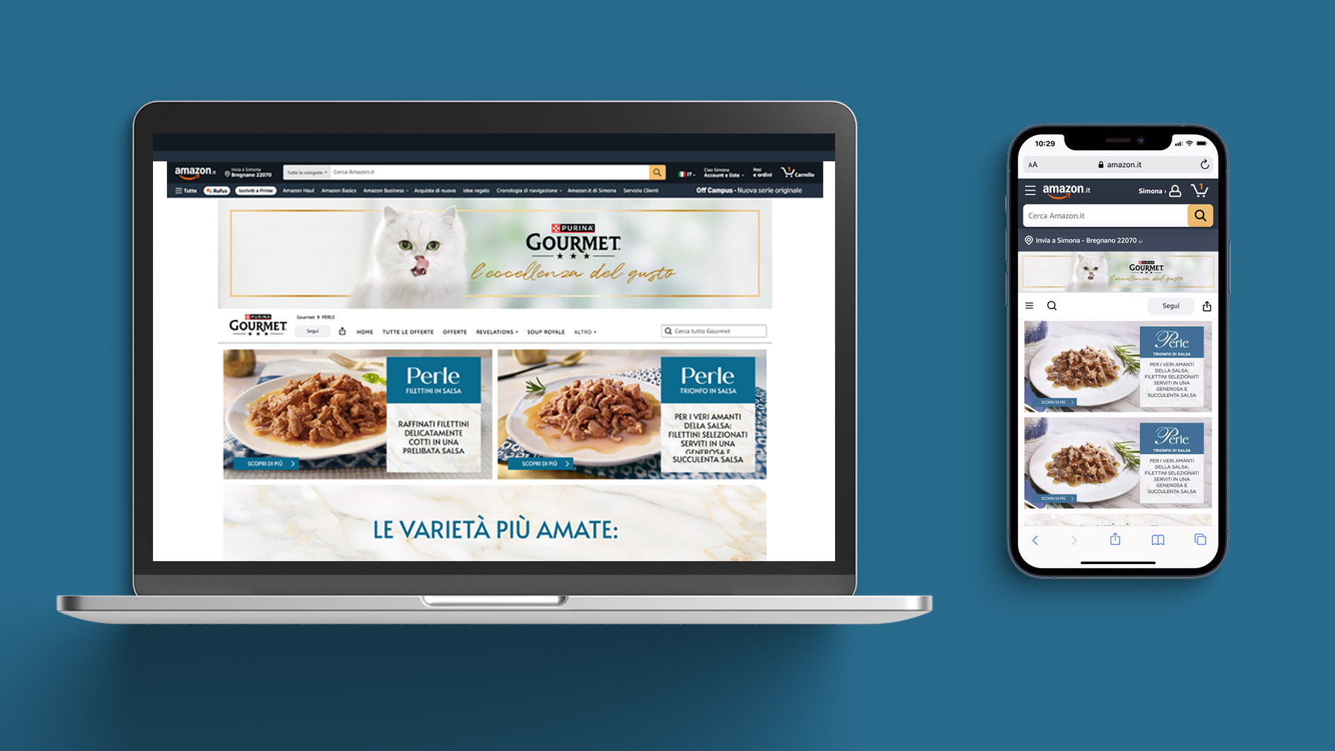 Digital assets delivered by ATC - All Things Communicate for Gourmet Perle: web display banners, social media and digital campaign creative, and tailored Amazon content.