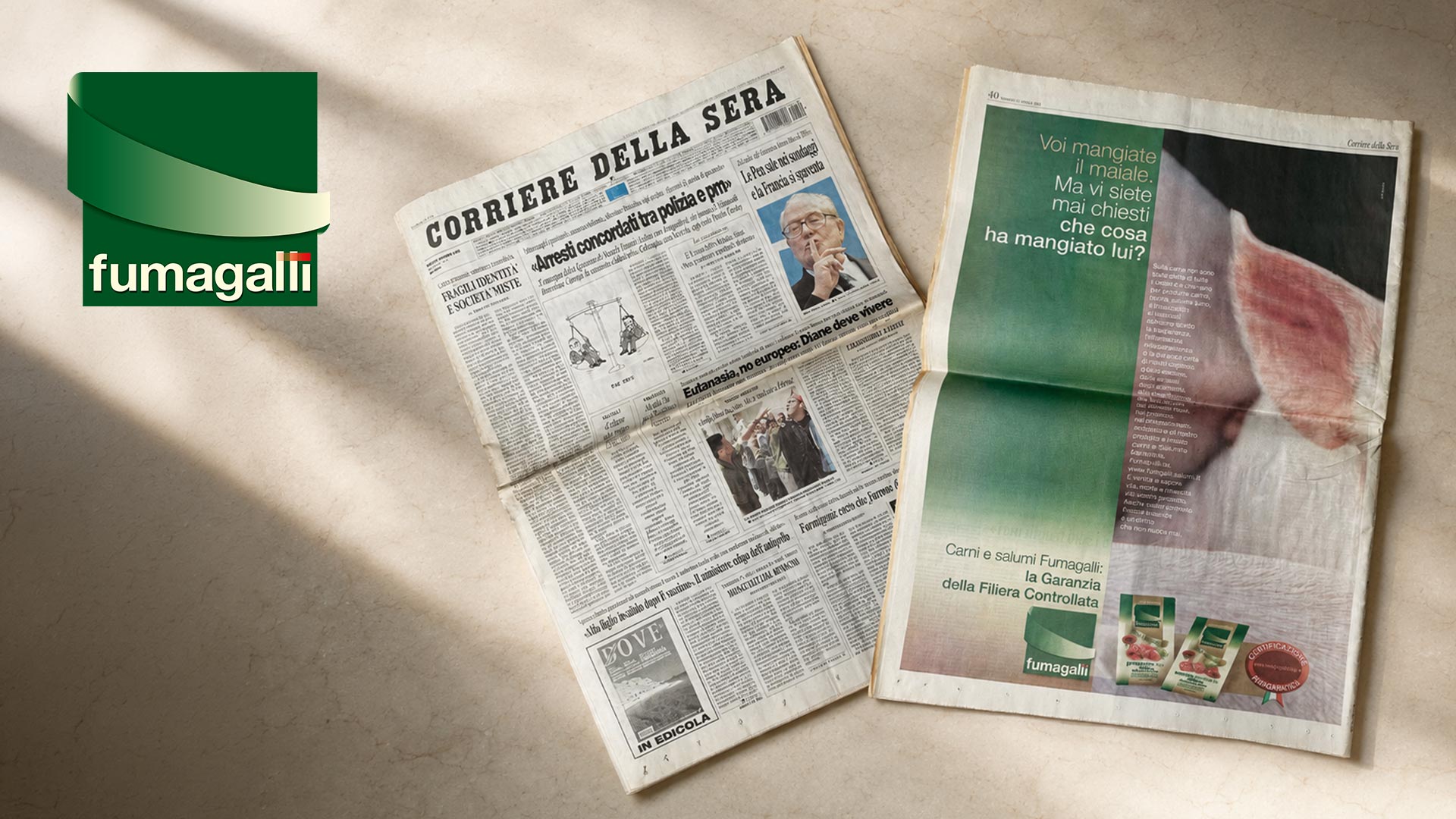 The development of the Fumagalli Salumi logo and the advert for Corriere della Sera, alongside the first sliced meat packaging projects, including for international markets, created by ATC – All Things Communicate.