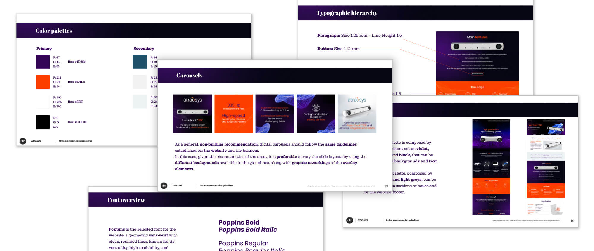 Le pagine di prodotto con informazioni gerarchicamente riorganizzate a seguito del restyling del sito web Atracsys