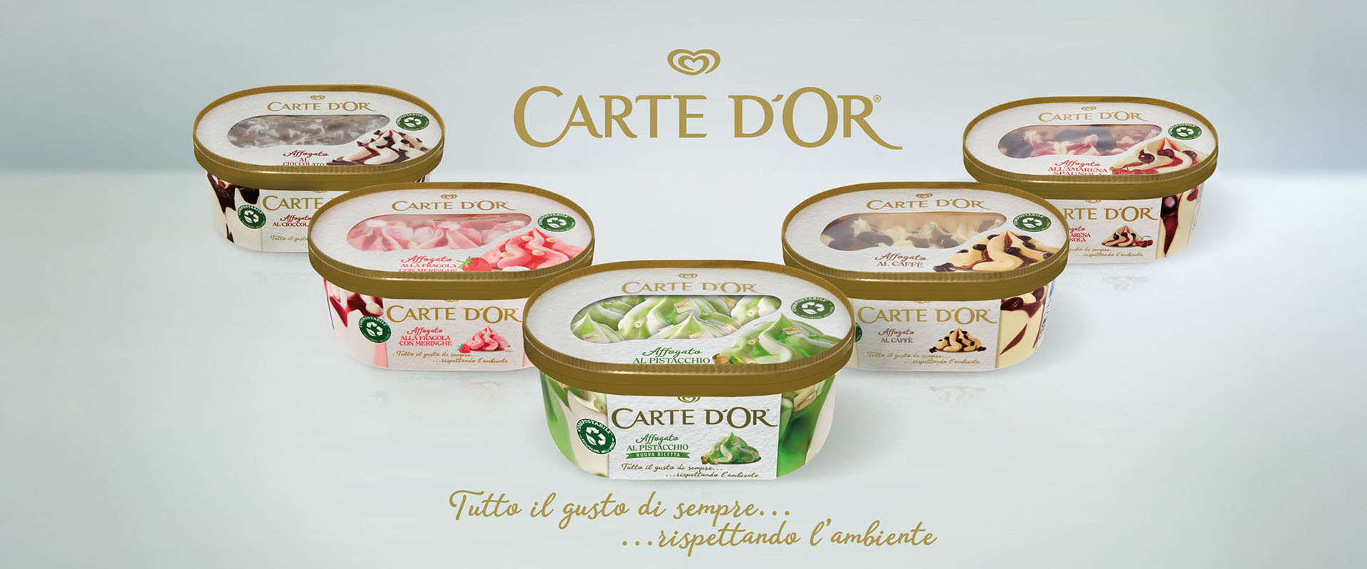 Graphic design by Reverse innovation on Carte d'Or Affogato ice cream tubs, voted Product of the Year
