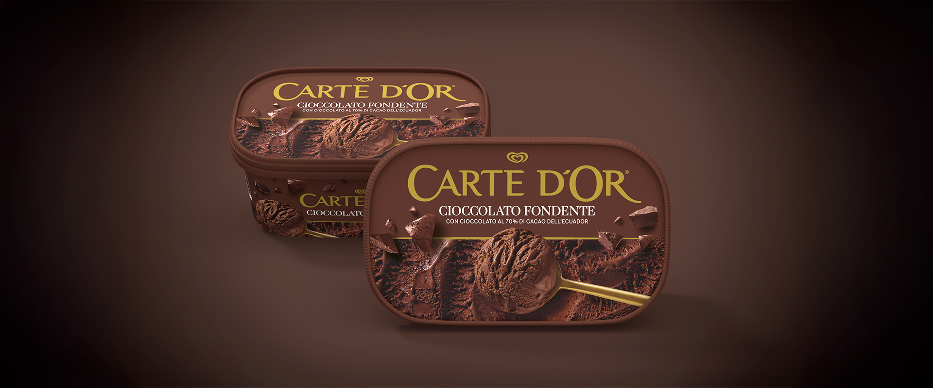 Before and after of the dark chocolate flavor packaging design by Reverse Innovation for Carte d'Or