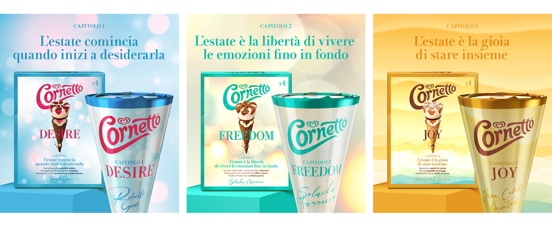 Cornetto Summer Emotions packshots - Desire Freedom Joy