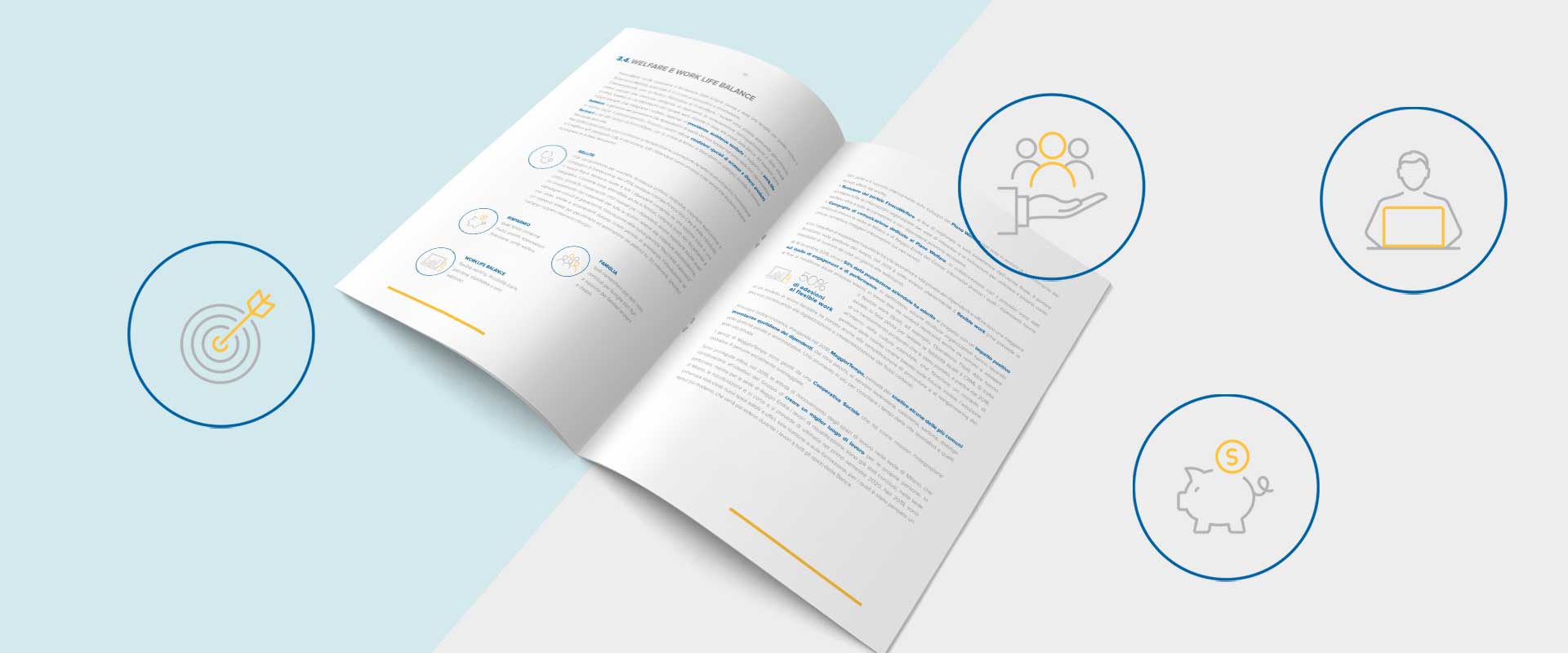 Icons' close up of the new Fineco Group's Sustainability report