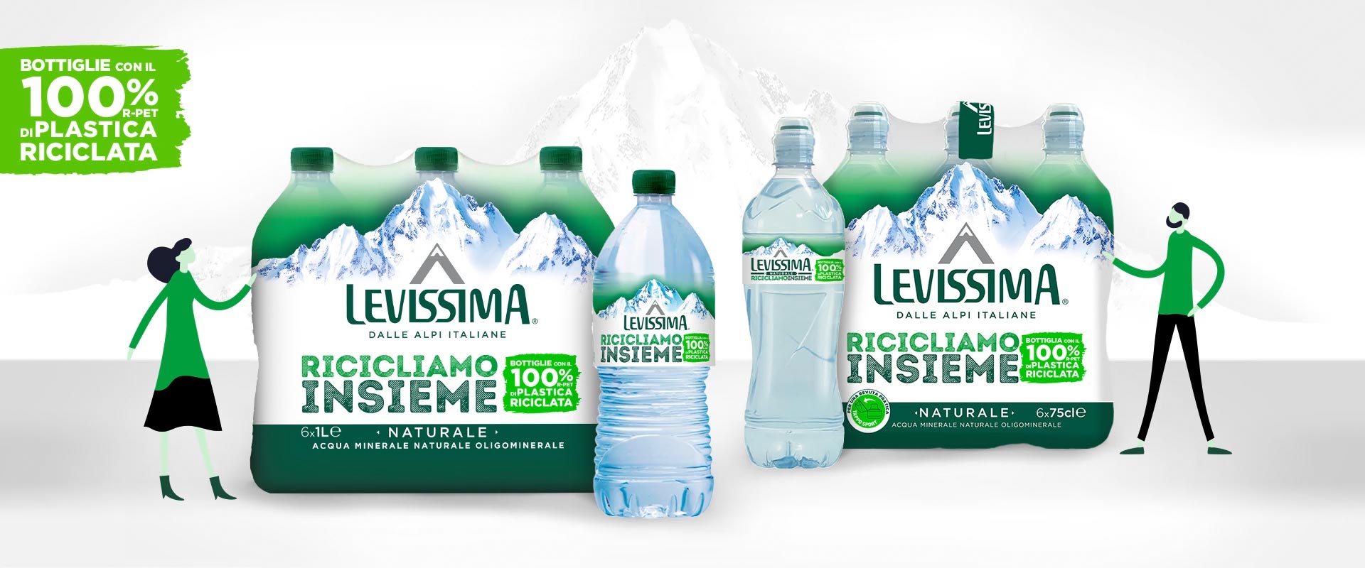 Levissima’s new bottles with 100% recycled plastic