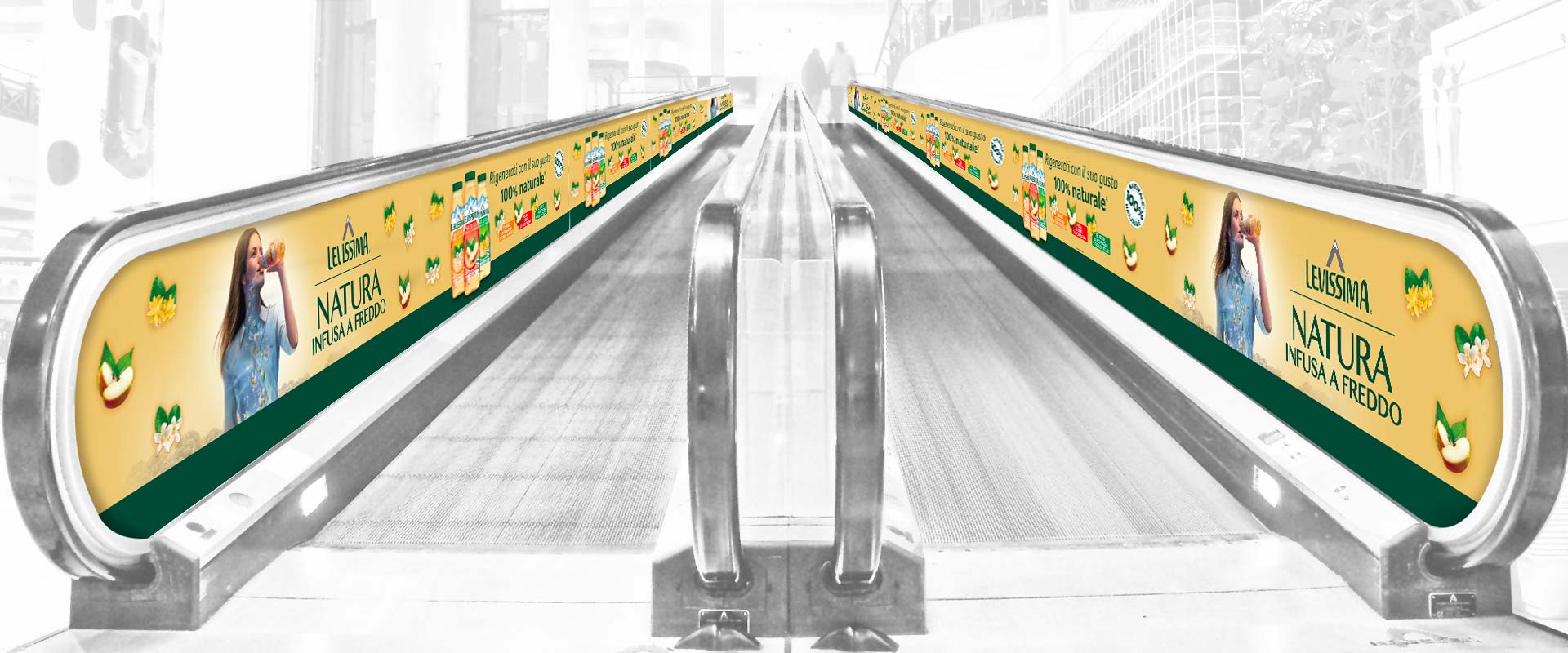 Levissima Natura launch project: setup moving walkways