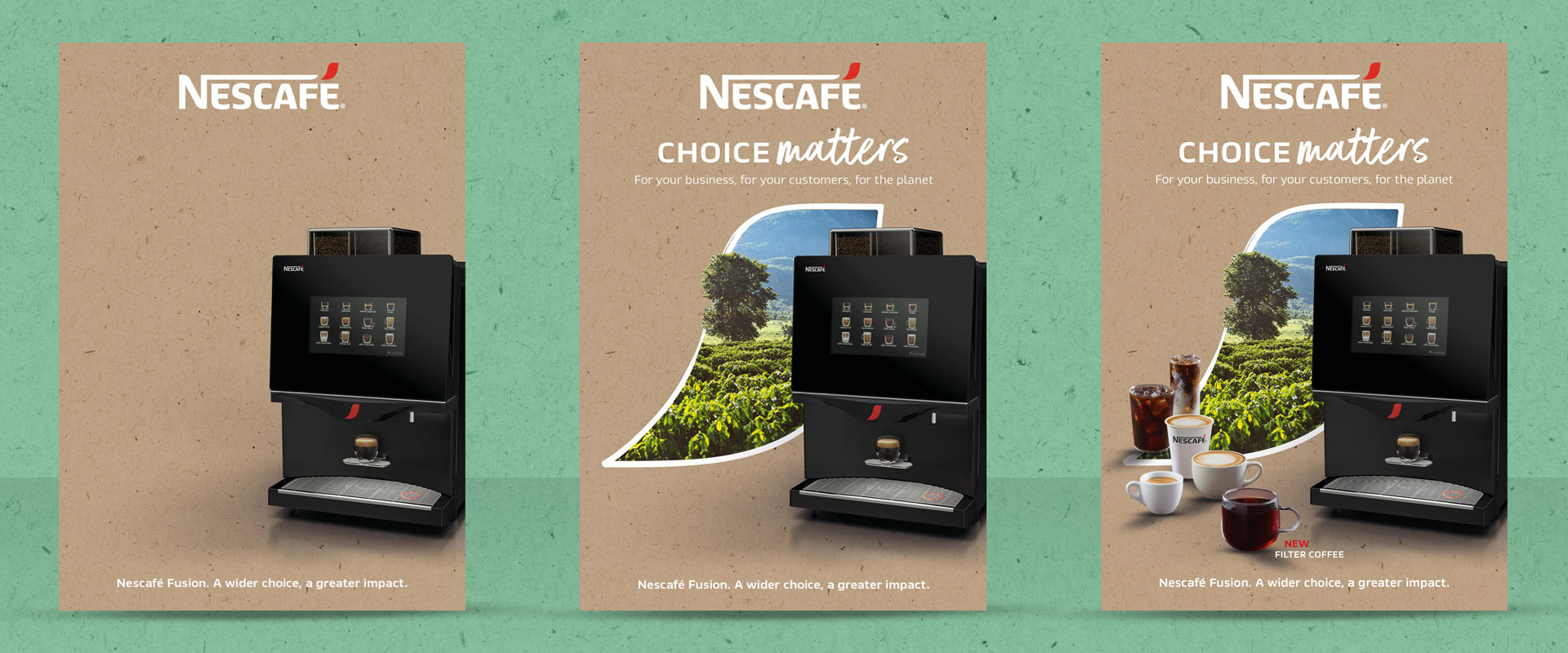 Build-up of key visual for Nescafé Fusion by Nestlé Professional