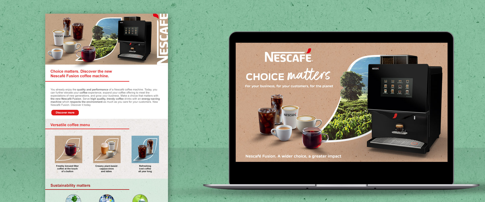 dem mailing and b2b btl video for Nescafé Fusion by Nestlé Professional