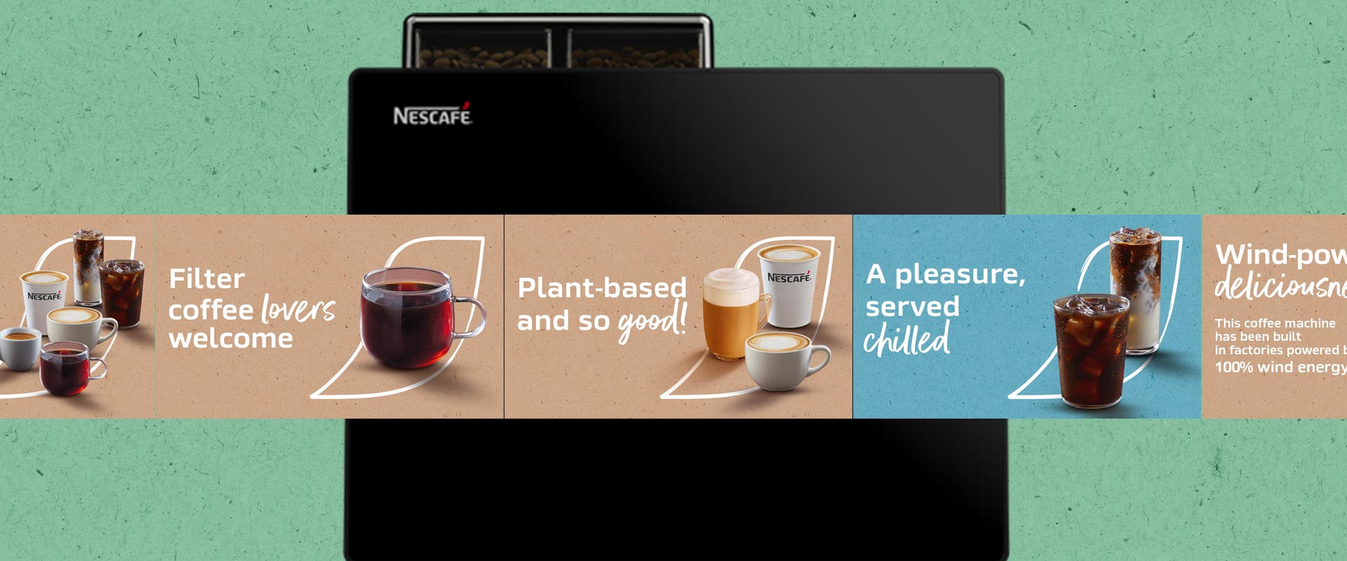 On-screen messages for the new beverages of the Nescafé Fusion coffee machine by Nestlé Professional