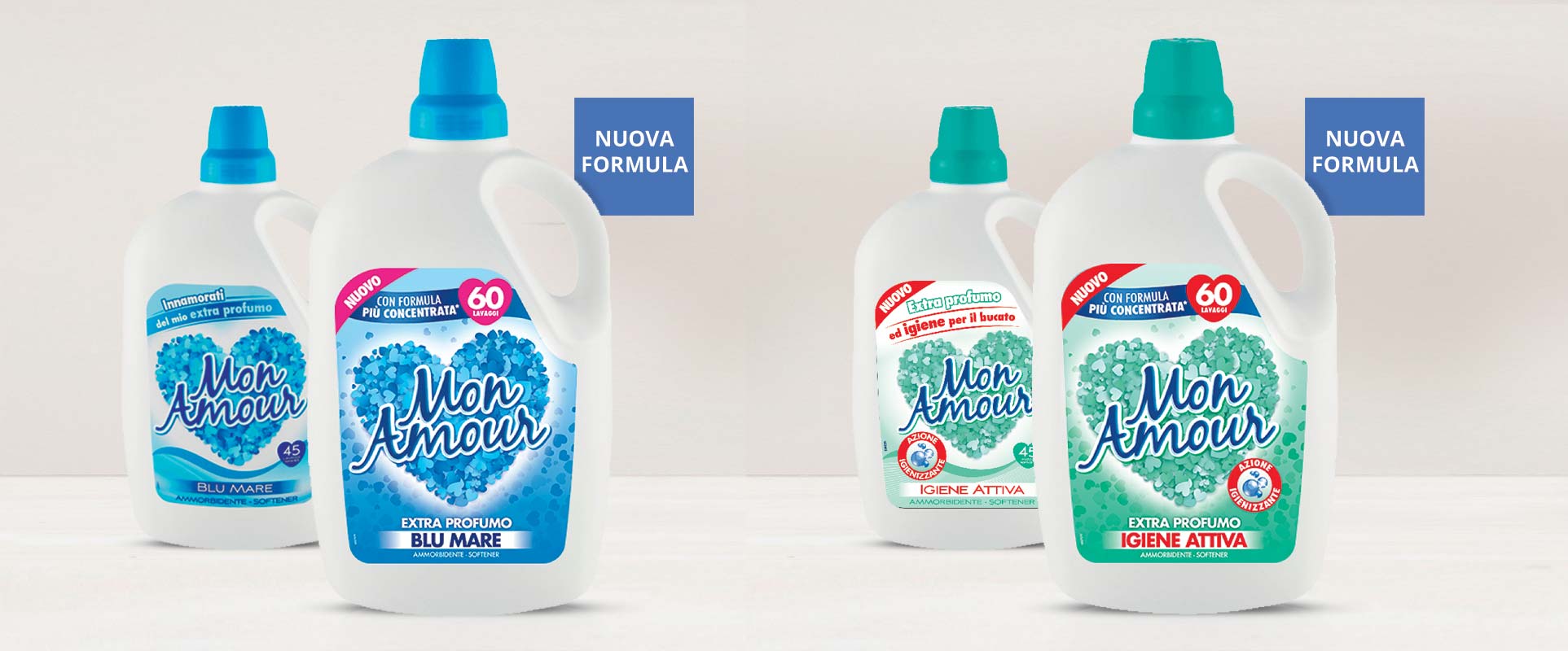 New packagings for Mon Amour fabric softeners