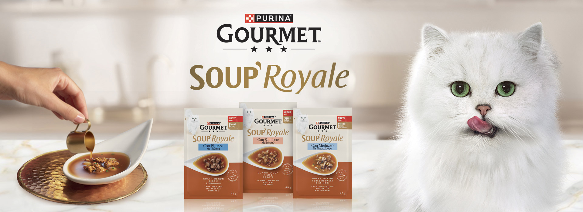 The key visual and mood of the new Purina® Gourmet™ Soup Royale