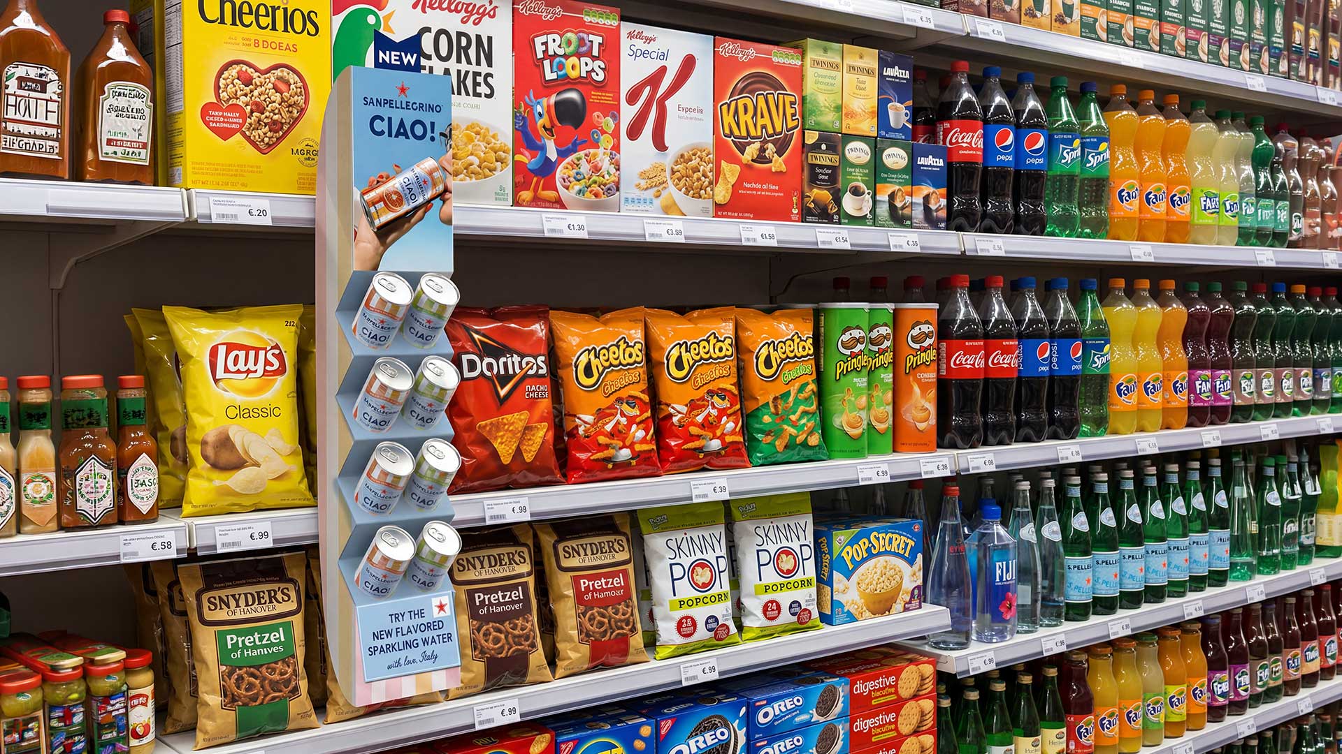 BTL assets for Sanpellegrino CIAO! in grocery retail, delivered by ATC – All Things Communicate