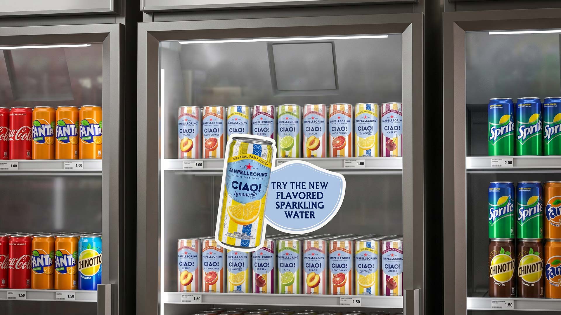 BTL assets for Sanpellegrino CIAO! in grocery retail, delivered by ATC – All Things Communicate