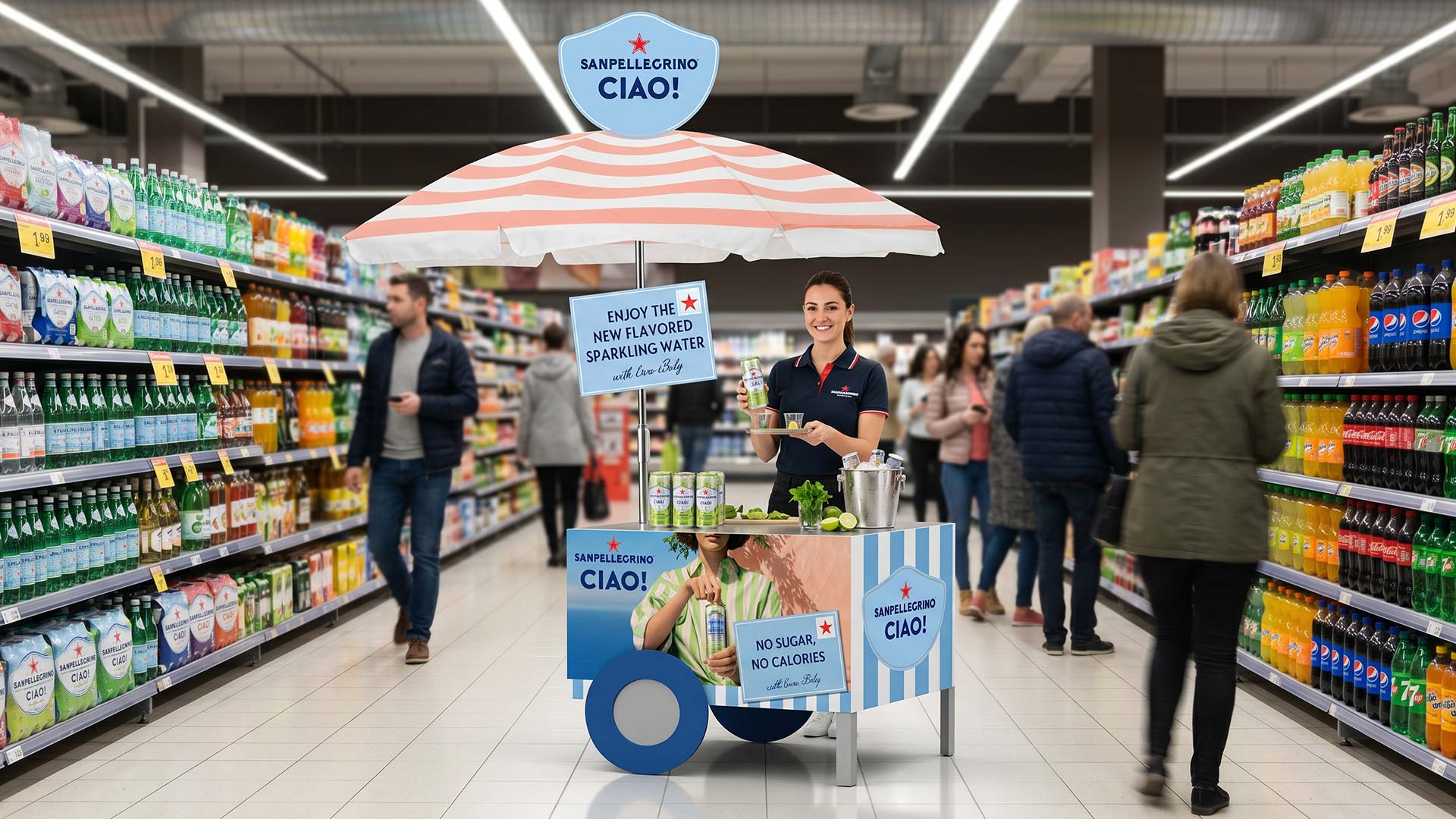 BTL assets for Sanpellegrino CIAO! in grocery retail, delivered by ATC – All Things Communicate