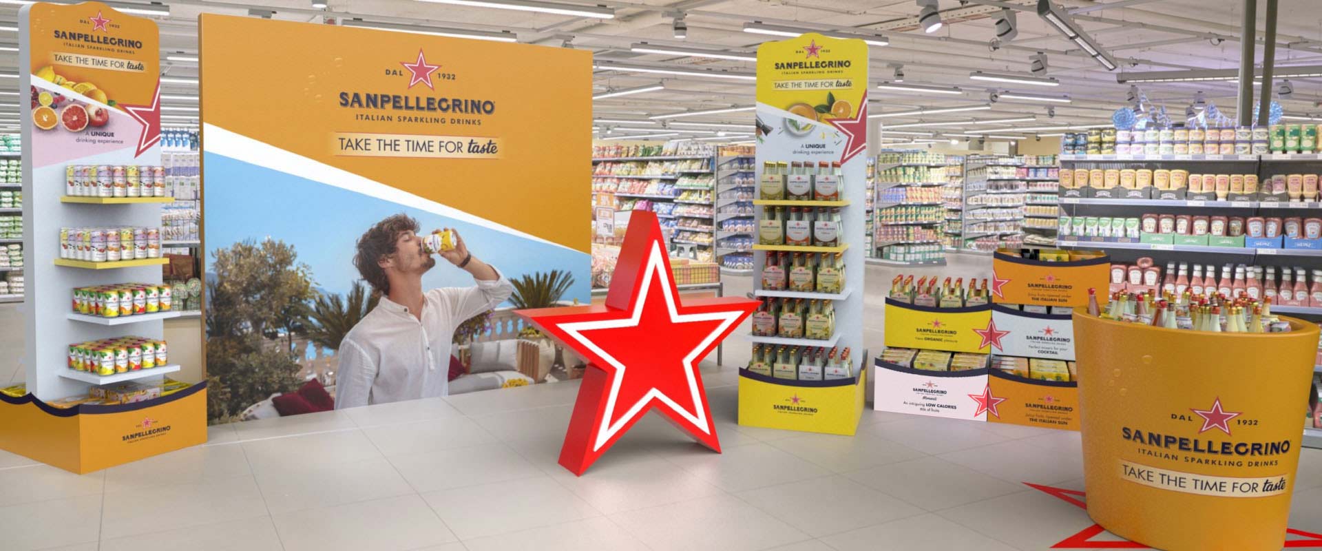 Sanpellegrino ISD modular promotional brand corner for points of sale
