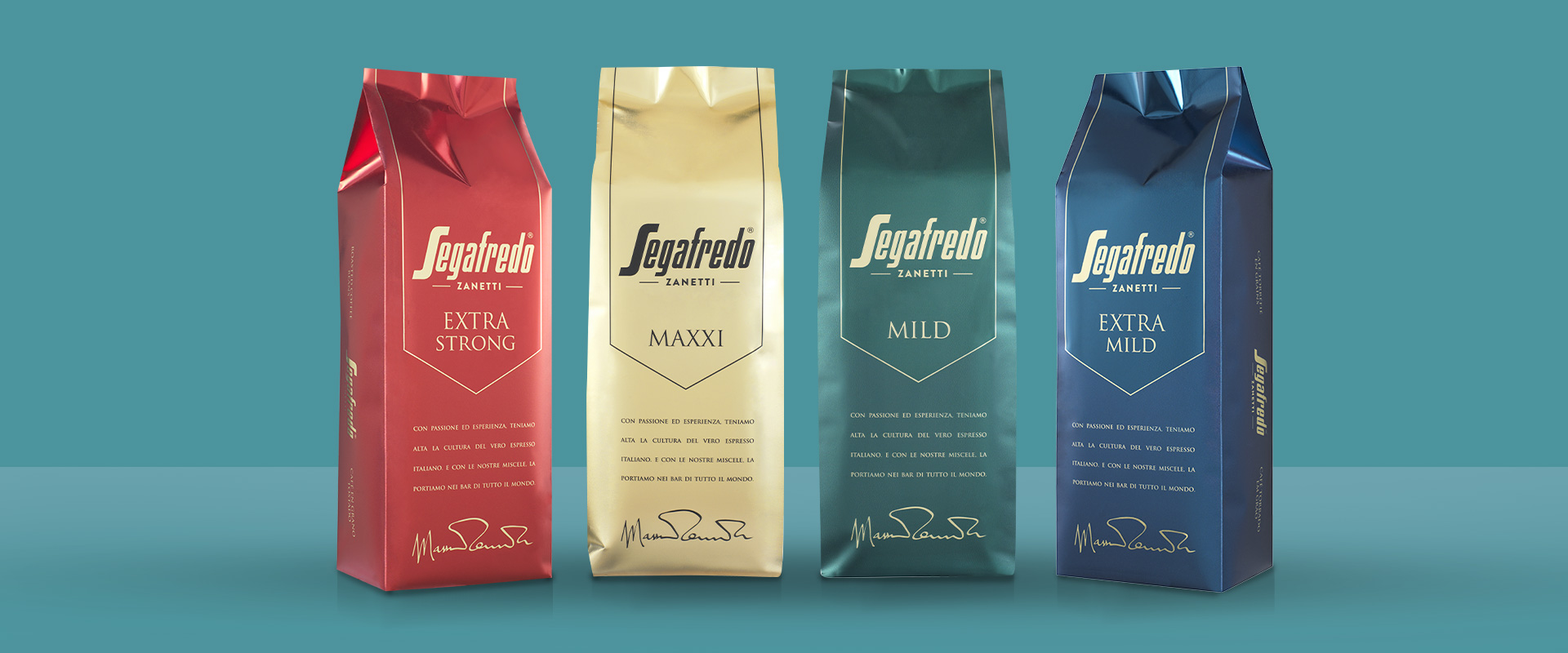 The new graphic design by ATC for the Segafredo Premium range