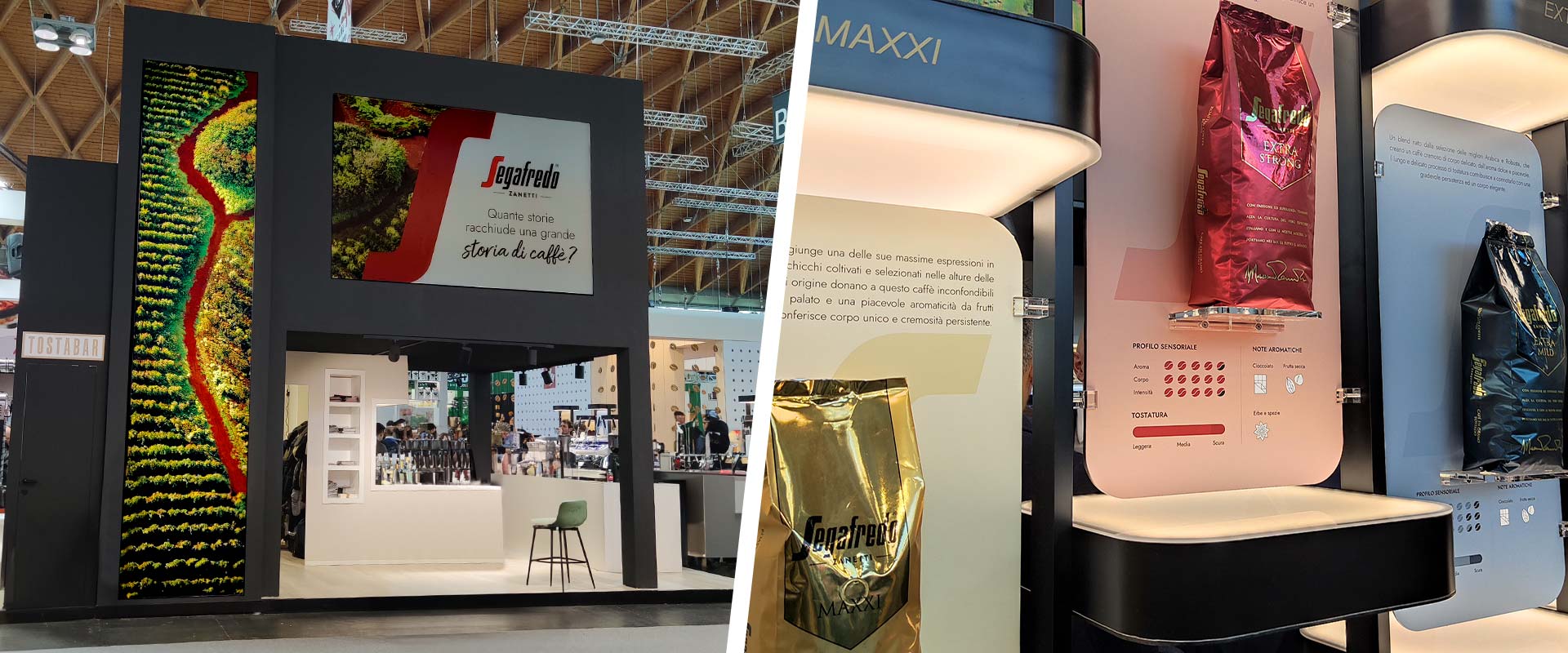 On its booth at Sigep 2024, Segafredo communicates historicity, customer proximity and values such as sustainability through the creativity of ATC