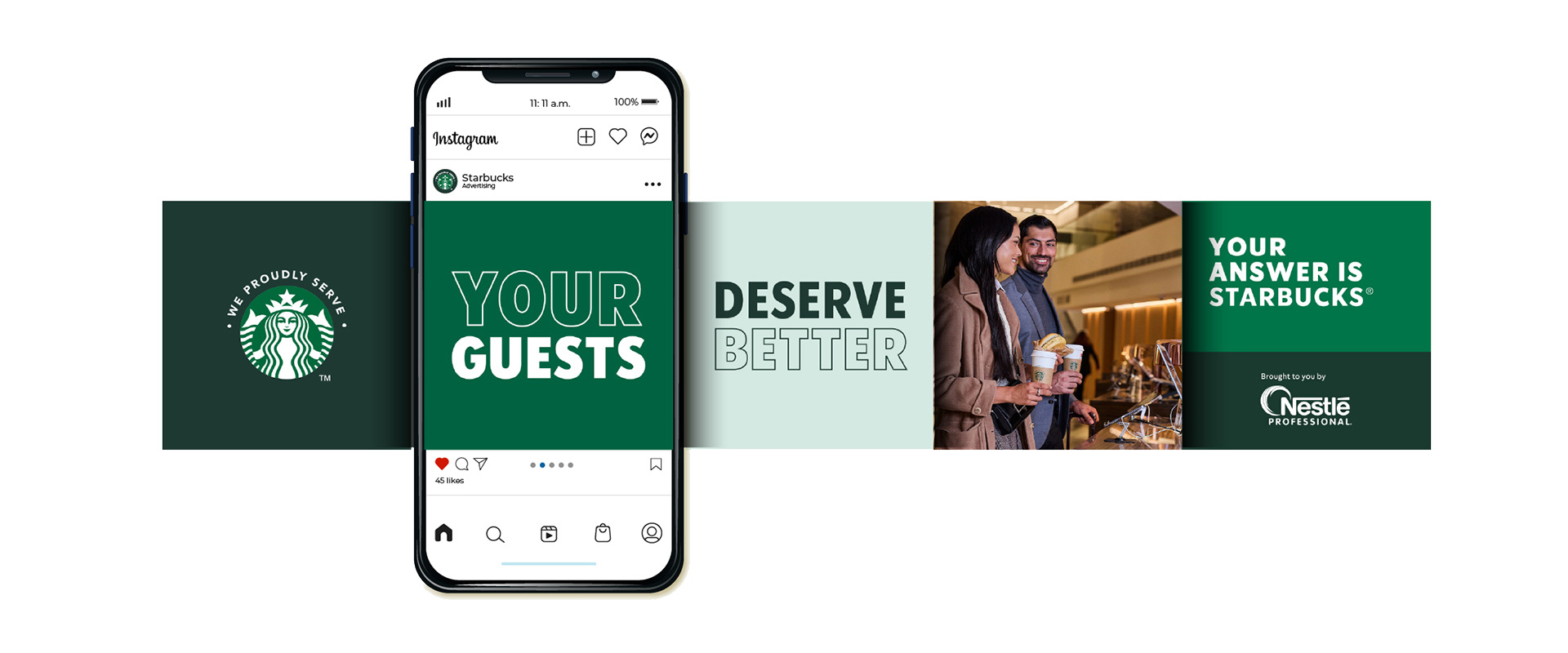 Social content from the We Proudly Serve Starbucks® campaign, developed by ATC for Starbucks