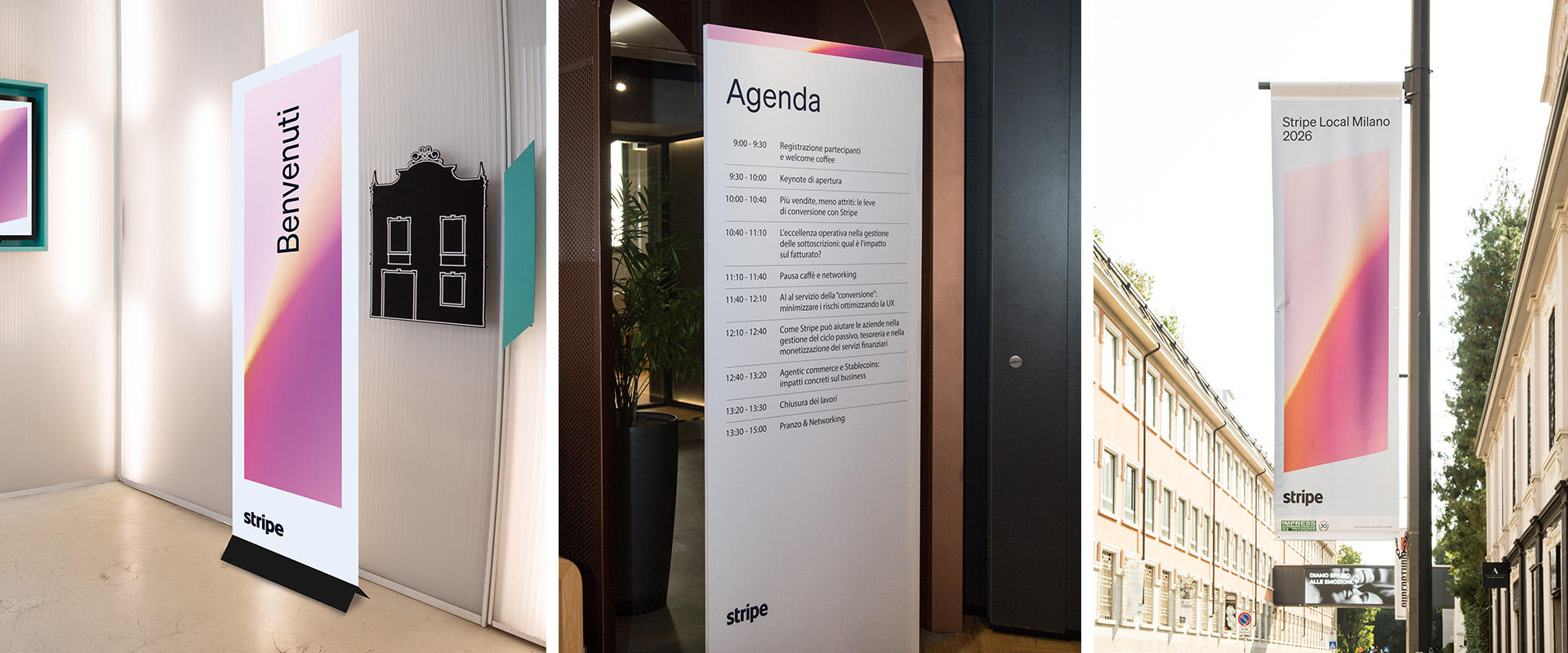 The materials designed by ATC for the Stripe Local Milan event
