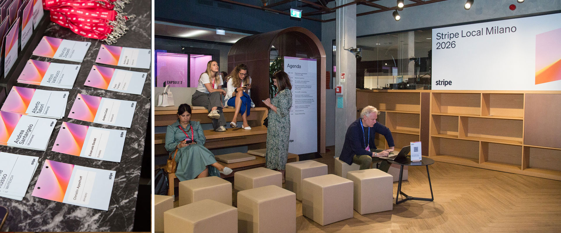 The materials designed by ATC for the Stripe Local Milan event