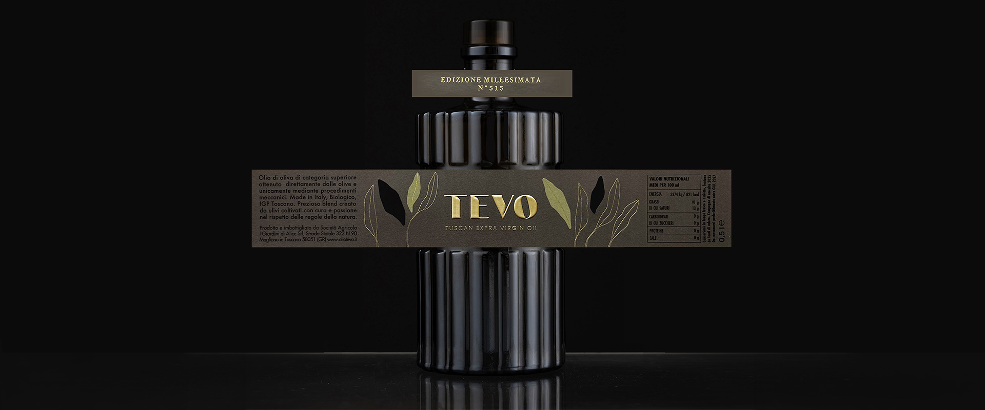 The high-quality finishes of the Tevo oil label created by ATC and awarded at Vinitaly 2026