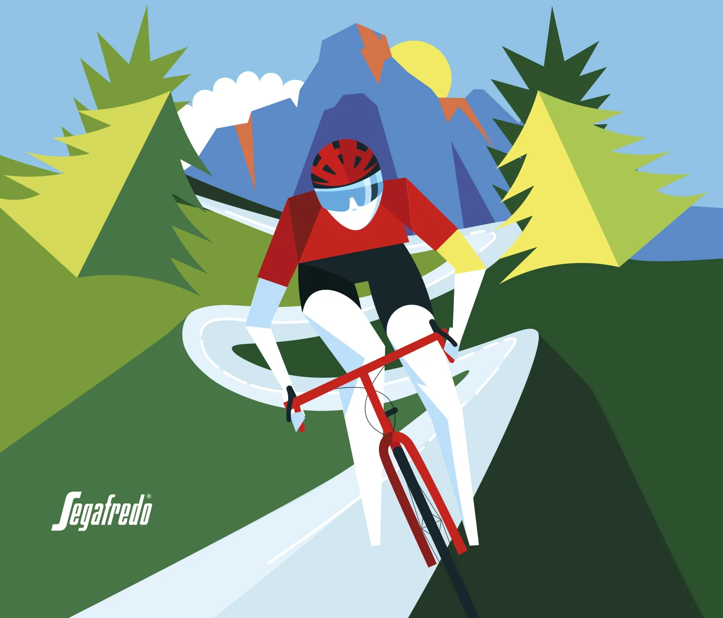 L'illustrazione originale realizzata per la limited edition Segafredo Tenace, in occasione della Maratona delle Dolomiti 2026