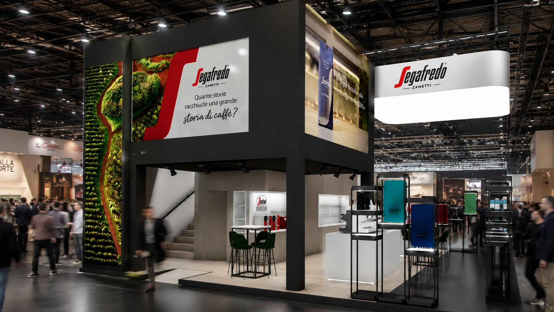 La progettazione dello stand e la comunicazione sui pannelli di ATC per Segafredo, a Sigep 2023
