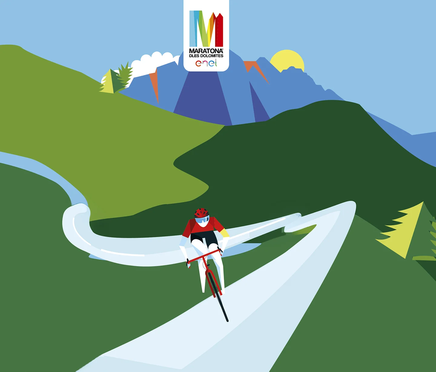 L'adattamento dell'illustrazione originale realizzata per la limited edition Segafredo Tenace, in occasione della Maratona delle Dolomiti 2026