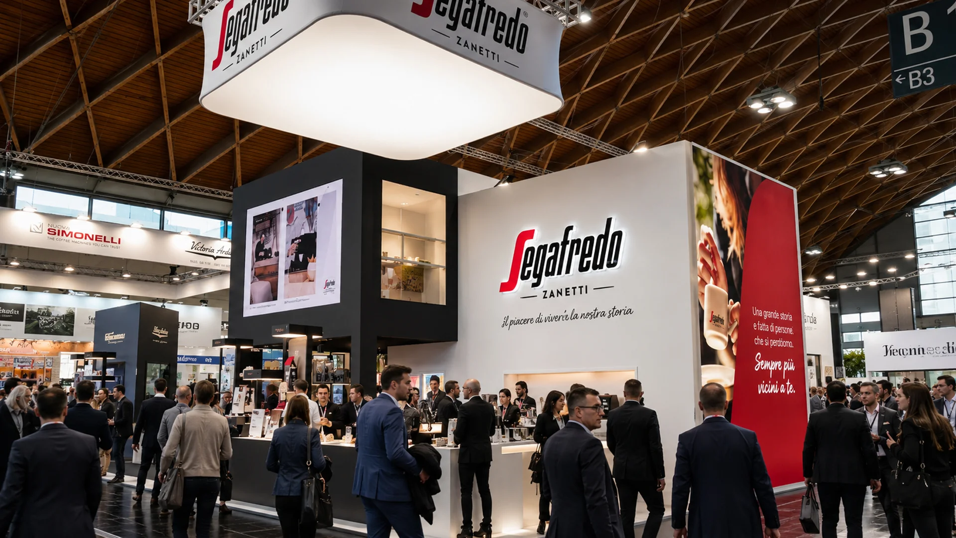 Nel proprio stand a Sigep 2024 Segafredo comunica storicità, vicinanza al cliente e valori come la sostenibilità grazie alla creatività di ATC