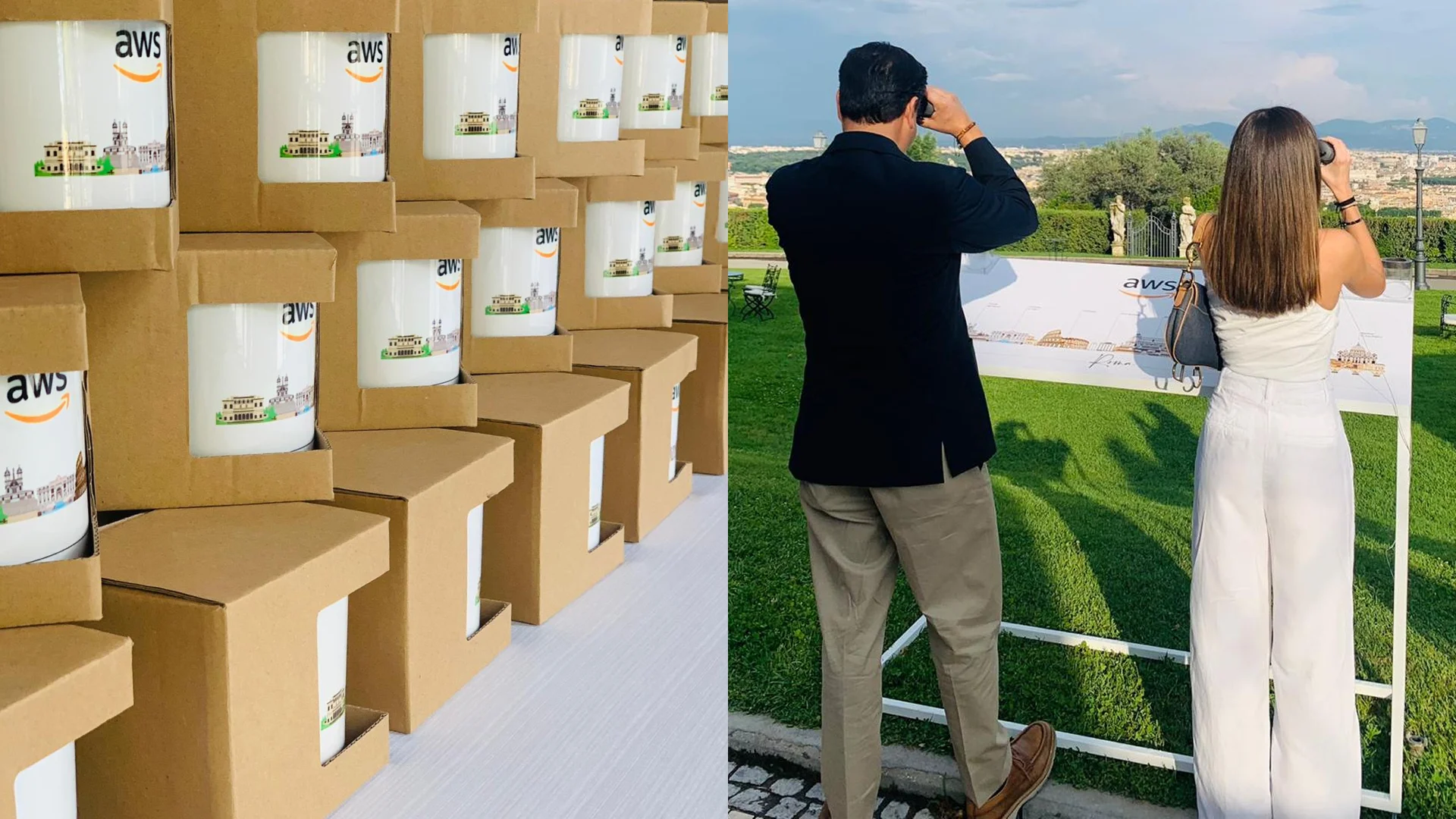 I materiali di comunicazione per l'evento CEAL 2023 a Roma, ideati da ATC per Amazon AWS