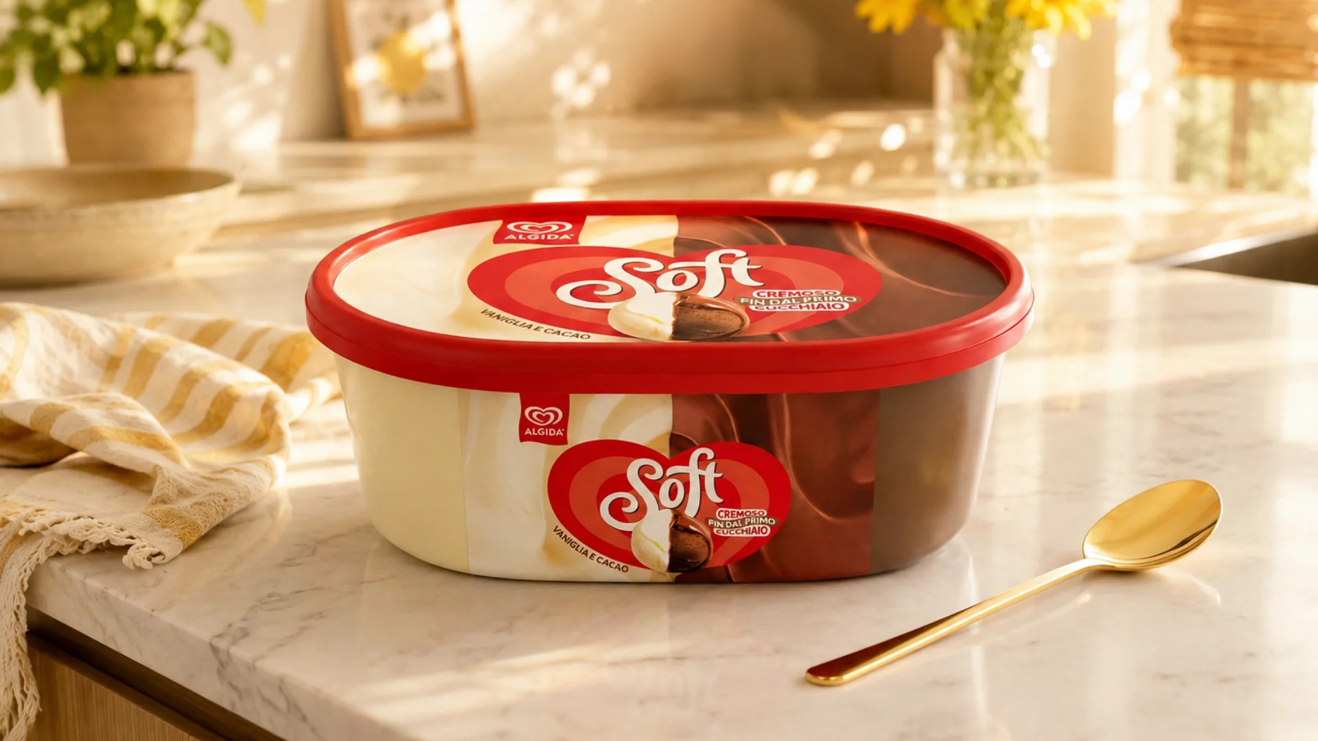 Il pack del gelato Algida Soft Vaniglia e Cacao