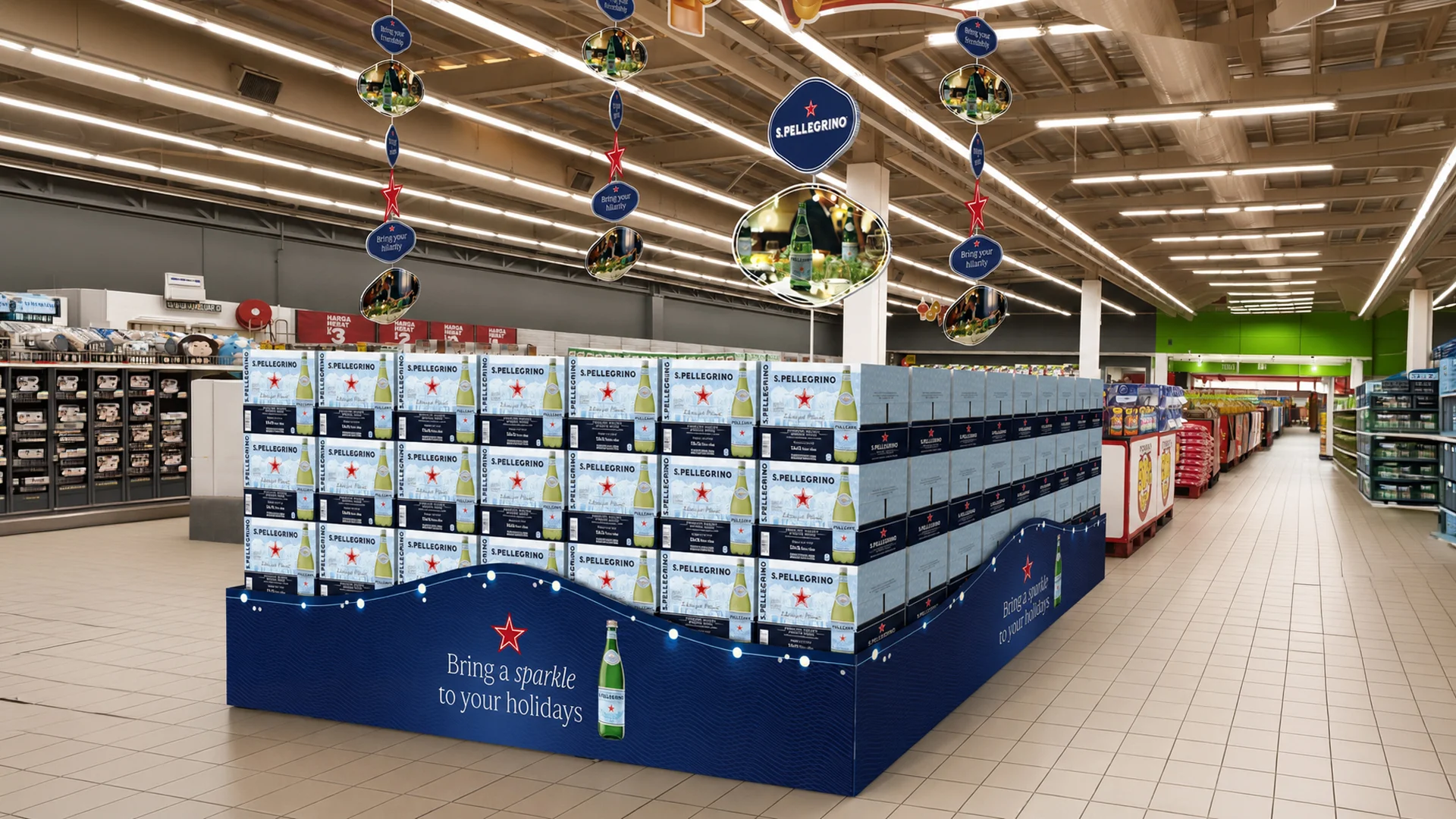Il copripallet e i rotair realizzati da ATC per il toolkit di materiali in-store S.Pellegrino Bring Your Best