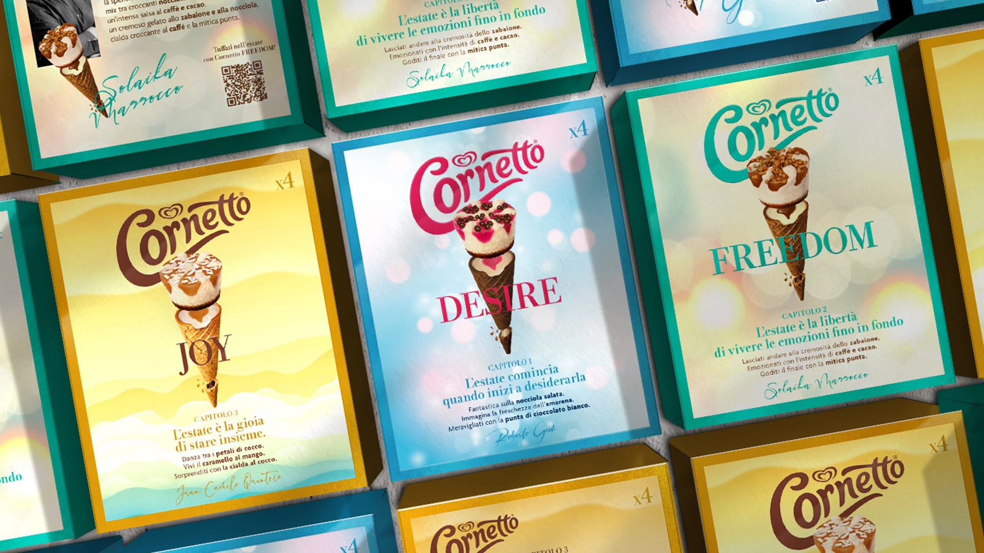 I tre pack della limited edition Algida Cornetto Summer Emotions, con il design di ATC e Reverse