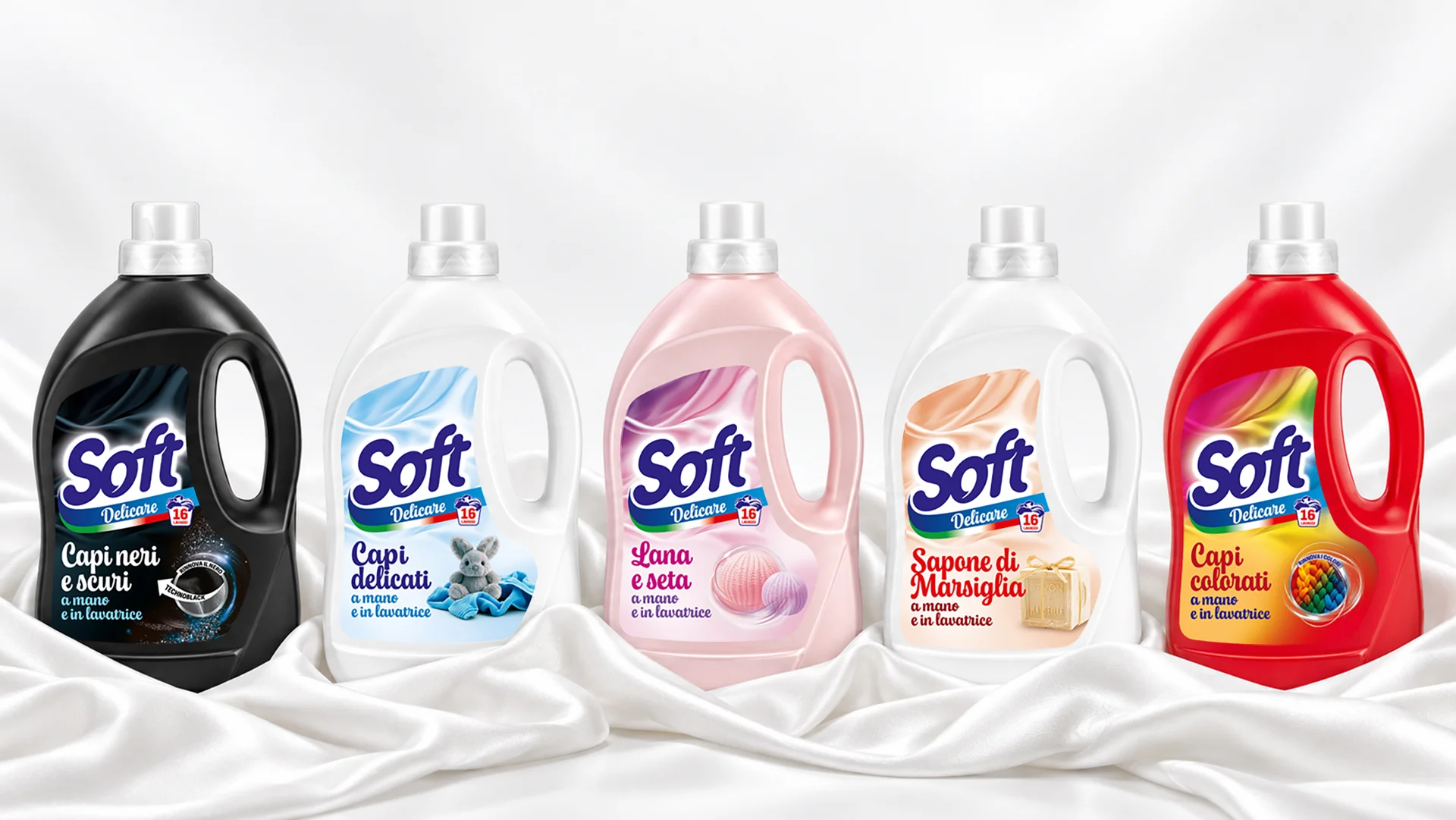 I packaging della gamma Soft Delicare, con il design di ATC