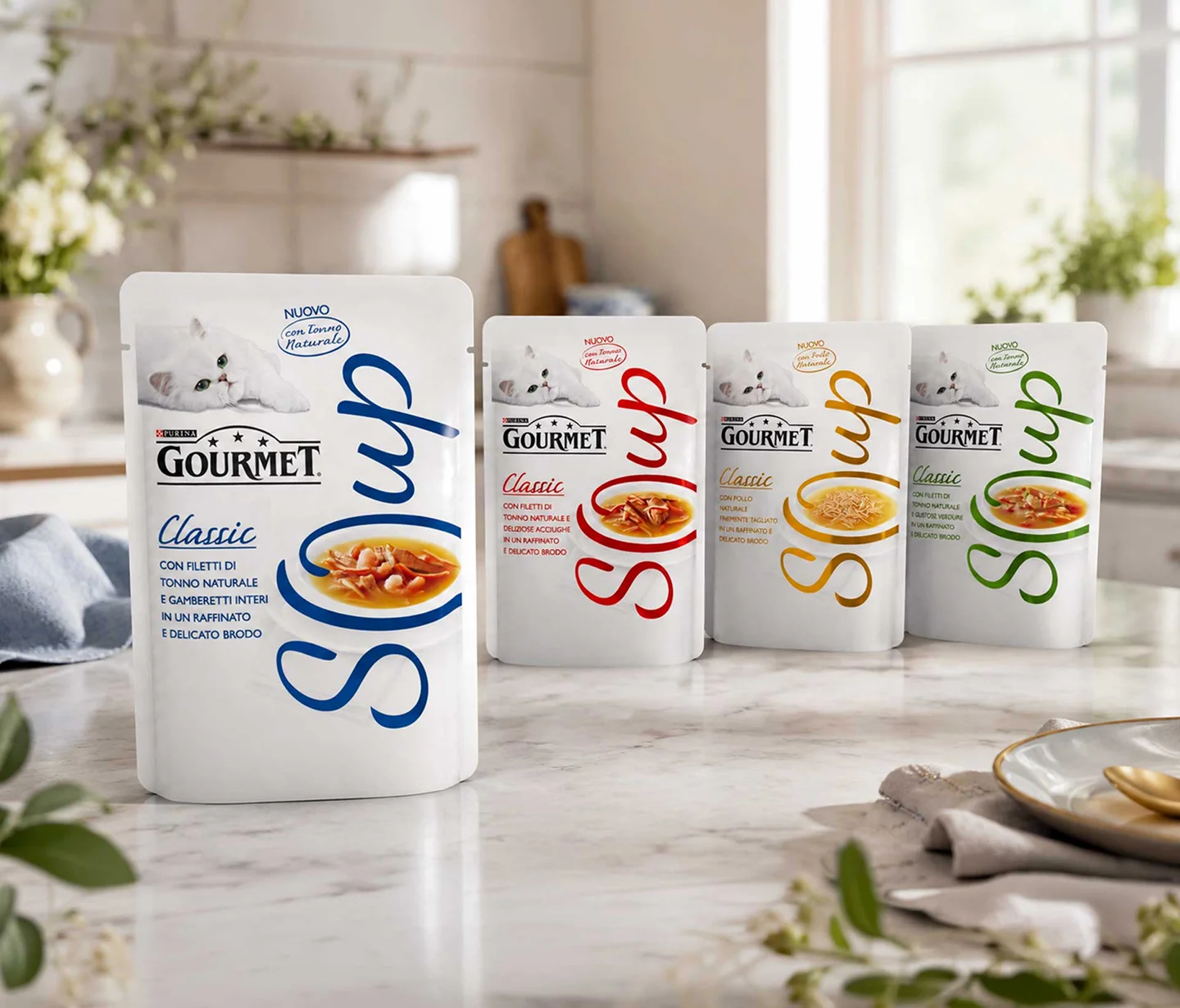 I nuovi packaging pouch della gamma Gourmet Soup