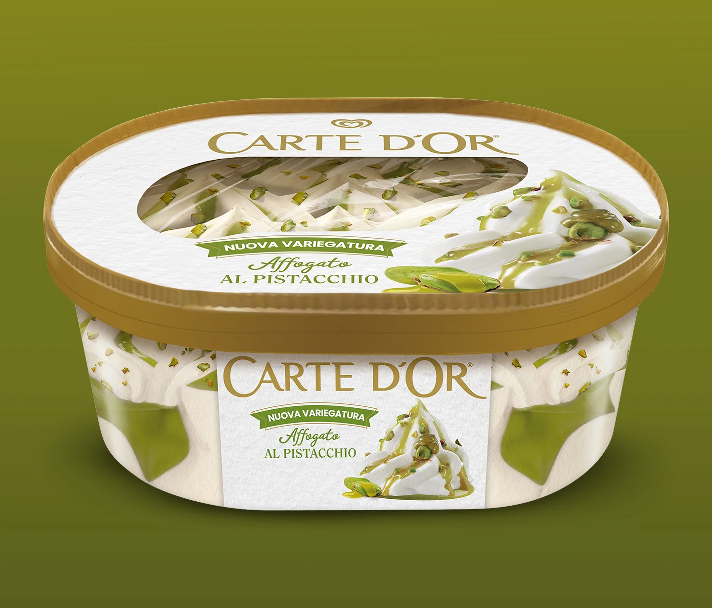 Il nuovo packaging per Carte D'Or Affogato al Pistacchio