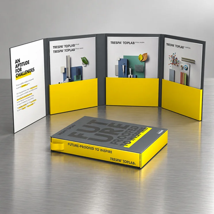 Il binder box trade B2B per i materiali marketing di Trespa
