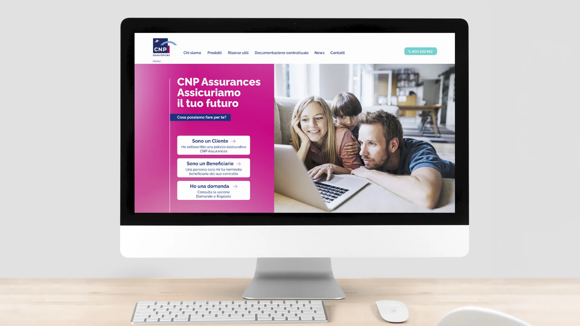 Il sito web per la compagnia di insurance assicurativa CNP Italia