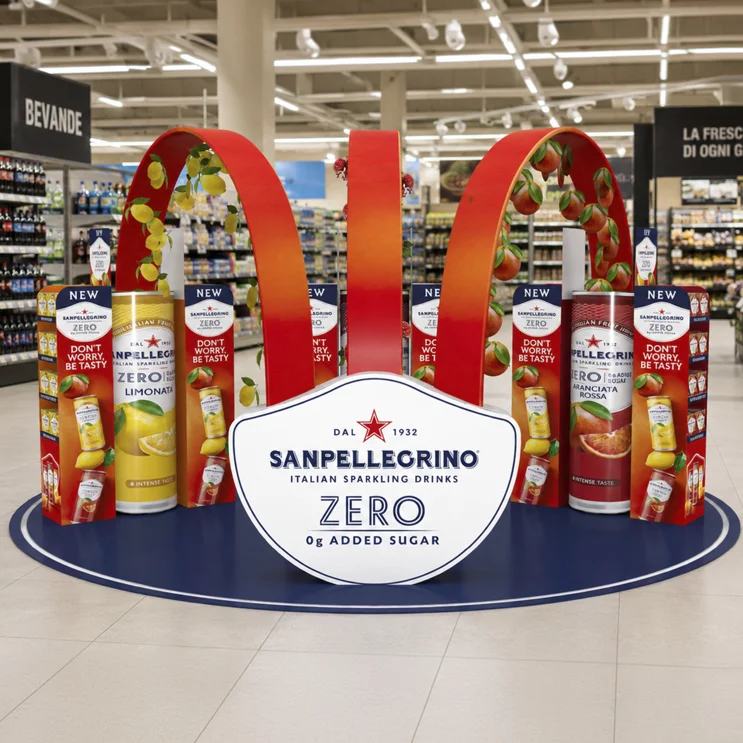 La teatralizzazione di materiali in-store per il brand beverage San Pellegrino ISD Zero