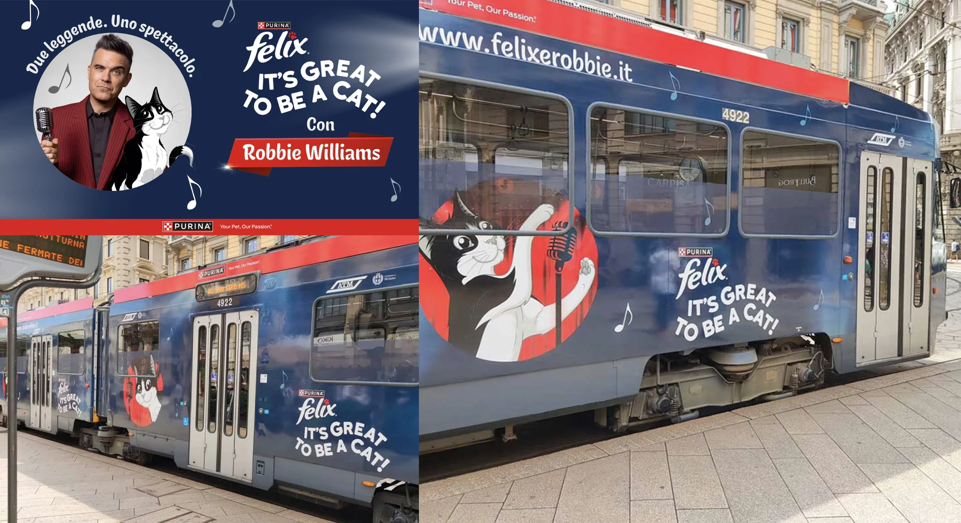 La vestizione del tram di Milano per l'advertising ATL OOH di Purina Felix, realizzato da ATC