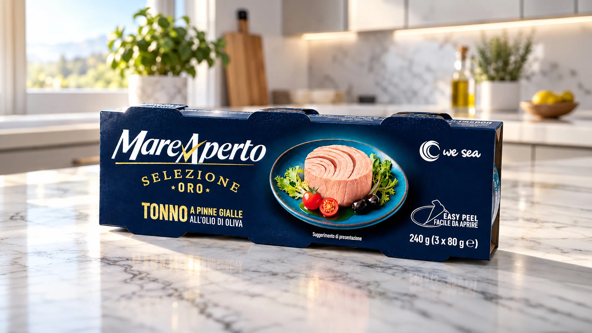Packaging for Mare Aperto Selezione Oro tuna, developed by ATC and Reverse