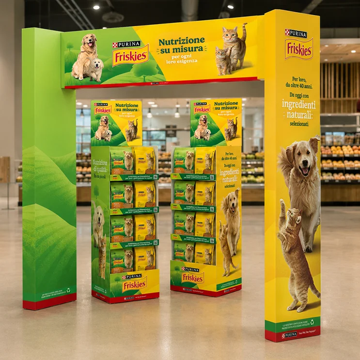 I materiale POS realizzati per il petfood Purina Friskies da ATC