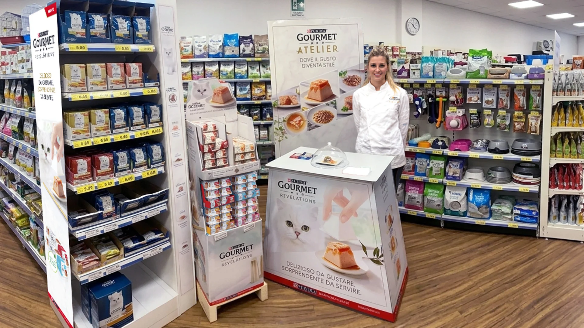 I materiali promozionali in-store per il petfood Purina Gourmet Revelations