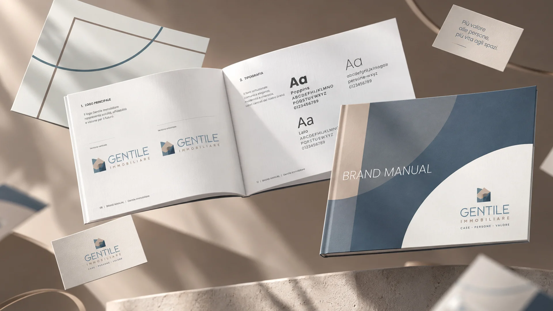 La visual identity sviluppata da ATC per l'azienda real estate Gentile Immobiliare